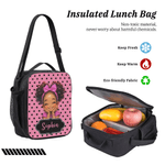 Personalized Cute Cartoon Black Girl Backpack Lunch Bag Pencil Case Set with Name Back-To-School Birthday Gift for Girls