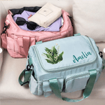 Personalized Birth Flower Multi-Compartment Large Travel Bag with Name and Shoulder Strap Travel Birthday Gift for Women