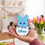 Personalized Multicolor Easter Bunny Plaque Ornament with Name Desk Decoration Basket Stuffer Easter Party Gift for Family