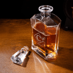 Personlig Vintage Geometrisk Ram Design Whiskykaraff Glas med Graverad Initial och Namn Födelsedag Jubileum Present för Män Whiskeyälskare