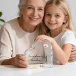 Personalized Birth Flower Butterfly Heart Acrylic Plaque with Name and Text Home Decor Mother's Day Birthday Gift for Grandmother Family