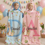 Gepersonaliseerde Multicolor Peter Rabbit Zachte Deken met Naam en Voorletter Home Decor Paasdag Cadeau voor Kinderen