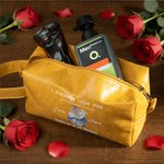 Personalized Cartoon Couple Character PU Leather Toiletry Bag with Name Travel Accessories Valentine's Day Birthday Gift for Couple