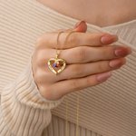 Personalized Forever Together Heart Pendant Sterling Silver Necklace with Double Birthstones and Engraved Names Valentine's Day Gift for Women