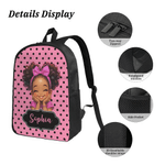 Personalized Cute Cartoon Black Girl Backpack Lunch Bag Pencil Case Set with Name Back-To-School Birthday Gift for Girls