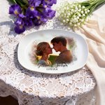 Personalised Watercolor Couple Photo Decorative Plate with Stand and Text Housewarming Valentine's Day Wedding Birthday Gift for Girlfriend Boyfriend