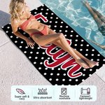 Personalized Multicolor Polka Dots Quick Dry Oversized Beach Towel with Name Travel Essentials Birthday Summer Vacation Party Gift for Friends