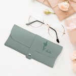 Personalized Birth Flower PU Leather Glasses Case with Name Daily Use Storage Bag Travel Accessories Birthday Gift for Women Girls Students