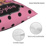Funda Almohada Personalizada Dibujos Animados Niña Negra Multicolor con Nombre Decoración del Hogar Regalo de Cumpleaños para Niñas