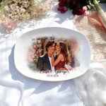 Personalised Watercolor Couple Photo Decorative Plate with Stand and Text Housewarming Valentine's Day Wedding Birthday Gift for Girlfriend Boyfriend