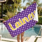 Personalized Multicolor Polka Dots Quick Dry Oversized Beach Towel with Name Travel Essentials Birthday Summer Vacation Party Gift for Friends