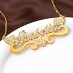 Personalised Bling Name Necklace with Crystal 6 Font Styles Minimalist Jewellery Birthday Anniversary Gift for Her