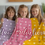 Gepersonaliseerde Hart Icoon Meer­kleurig Zacht Deken met Naam Verjaardag Kerstcadeau voor Jongens Meisjes en Familie