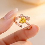 Personalisierter Sterling Silber Ring im Herz und Rose Design mit Geburtsstein und Namen Geburtstag Jubiläum Valentinstag Geschenk für Damen Partnerin