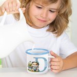 Mug émaillé coloré 355 ml personnalisé avec initiale nom et motif de lapin - Cadeau de Pâques pour les garçons et filles