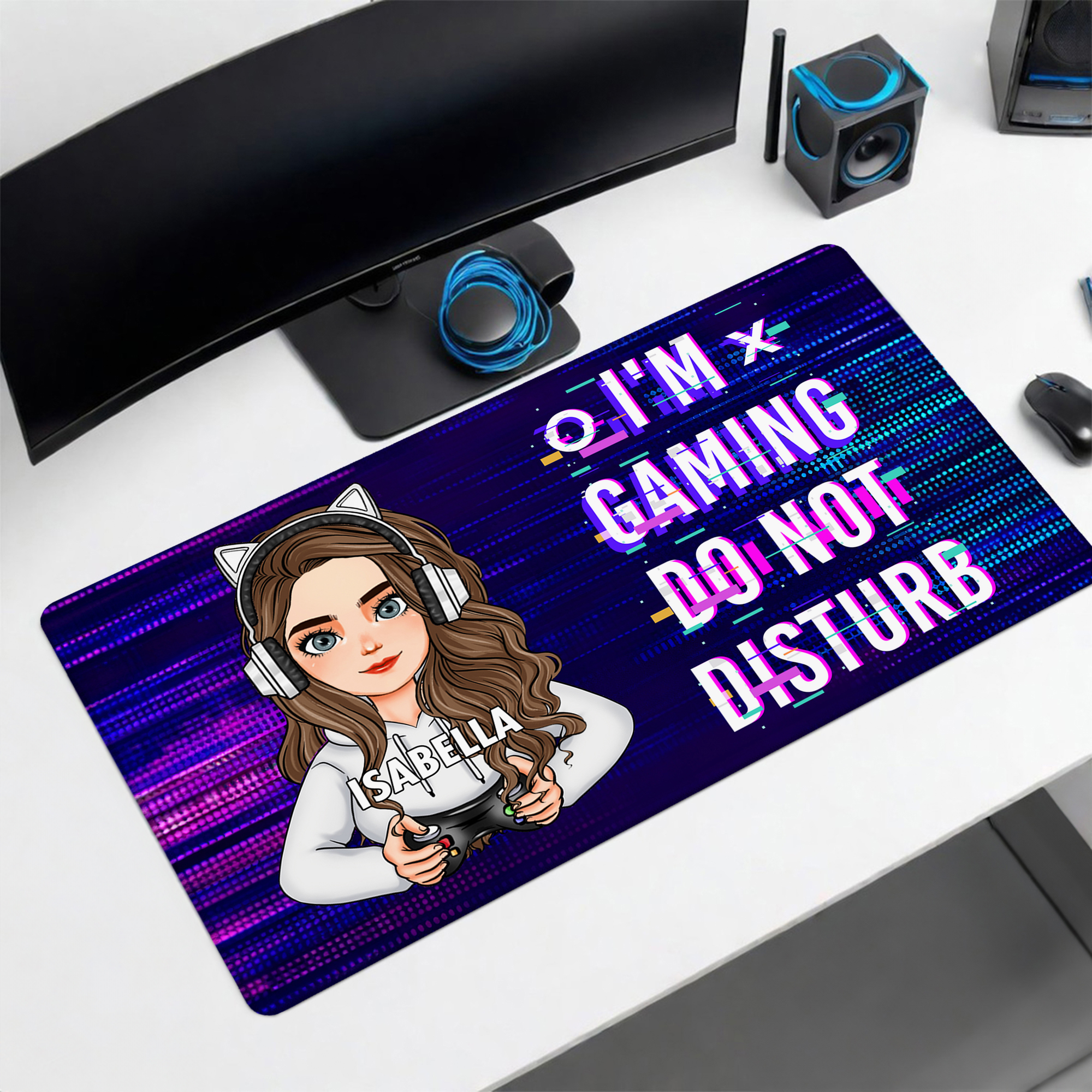 Tapis de souris personnalisé avec nom et texte Accessoire d'ordinateur Game Day Birthday Gift for Friends