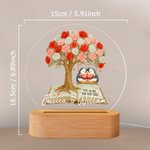 Personalised You & Me We Got This Rose Tree Penguin LED Night Light with Names and Wooden Base Home Decor Birthday Valentine's Day Gift for Couple