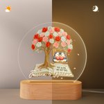 Personalised You & Me We Got This Rose Tree Penguin LED Night Light with Names and Wooden Base Home Decor Birthday Valentine's Day Gift for Couple