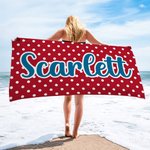Personalized Multicolor Polka Dots Quick Dry Oversized Beach Towel with Name Travel Essentials Birthday Summer Vacation Party Gift for Friends