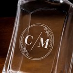 Personalized Vintage Wreath Whiskey Decanter with Engraved Initial Birthday Anniversary Gift for Men Whiskey Lovers