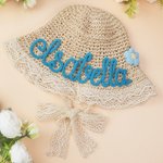 Chapeau de soleil en paille avec sangle ajustable Accessoire de plage d'été Cadeau d'anniversaire pour les jeunes enfants