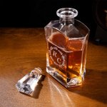 Personalized Vintage Wreath Whiskey Decanter with Engraved Initial Birthday Anniversary Gift for Men Whiskey Lovers