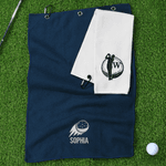 Personalized Embroidered Golf Theme Design Waffle Sport Towel with Name Initial and Carabiner Clip Golf Club Daily Training Gift for Golf Lovers