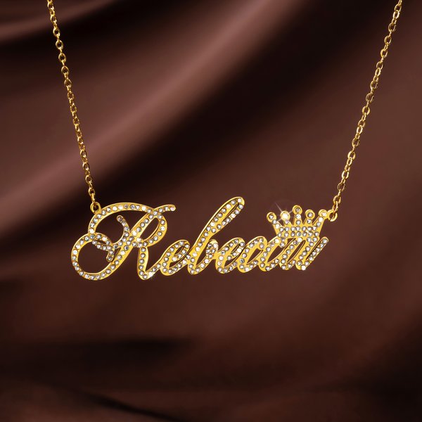 Personalised Bling Name Necklace with Crystal 6 Font Styles Minimalist Jewellery Birthday Anniversary Gift for Her