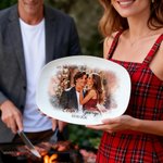 Personalised Watercolor Couple Photo Decorative Plate with Stand and Text Housewarming Valentine's Day Wedding Birthday Gift for Girlfriend Boyfriend