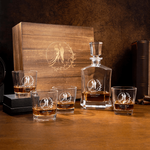 Personalised Floral Wreath Whisky Hexagonal Decanter with Names Initials and Date Valentine's Day Birthday Gift for Couples Boyfriends