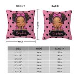 Funda Almohada Personalizada Dibujos Animados Niña Negra Multicolor con Nombre Decoración del Hogar Regalo de Cumpleaños para Niñas