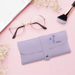 Personalized Birth Flower PU Leather Glasses Case with Name Daily Use Storage Bag Travel Accessories Birthday Gift for Women Girls Students