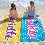Personalized Multicolor Polka Dots Quick Dry Oversized Beach Towel with Name Travel Essentials Birthday Summer Vacation Party Gift for Friends