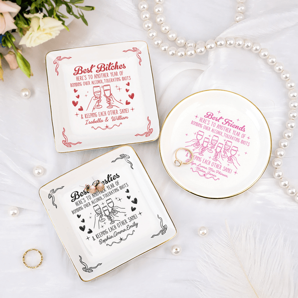 Henkilökohtainen Best Friends Heart Cheers Keraamiset korut Dish otsikko ja nimi Päivittäinen käyttö Syntymäpäivälahja sisaret ystävät