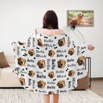 Personalised Cute Dog Cat Photo Avatar Paw Print Bone Soft Hooded Blanket with Name Multicolour Birthday Gift for Pet Lovers
