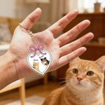 Personlig flerfärgad båge oljemålning och akvarellstil husdjur foto nyckelring med namn födelsedag jubileumsgåva för husdjursägare