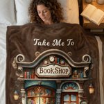 Personalized Take Me To Bookstore Soft Throw Blanket with Name Home Decor Birthday Gift for Book Lovers Bookworms