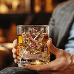 Personalized Eagle Crown Initial 10 oz Old Rock Whiskey Glass with Name Father's Day Birthday Gift for Men