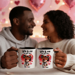 Personalised Black Couple Heart Ceramic Coffee Mug with Name Daily Use Valentine's Day Wedding Gift for Couple