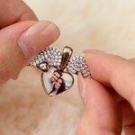 Personalized Cubic Zircon Pave Photo Heart Locket Sterling Silver Necklace Dainty Jewelry Anniversary Valentine's Day Gift for Women