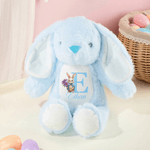 Personalized Cute Rabbit Plush Easter Bunny Stuffed Toy with Initial Name and Birth Flower Easter Gift for Newborns Kids