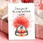 Personalized Hearts Cartoon Penguins ABS Building Brick Puzzles with Names and Date Room Decor Birthday Valentine's Day Anniversary Gift for Couple