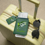 Personalized Birth Flower Birthstone PU Leather Passport Holder Luggage Tag with Name Birthday Gift for Women Friends