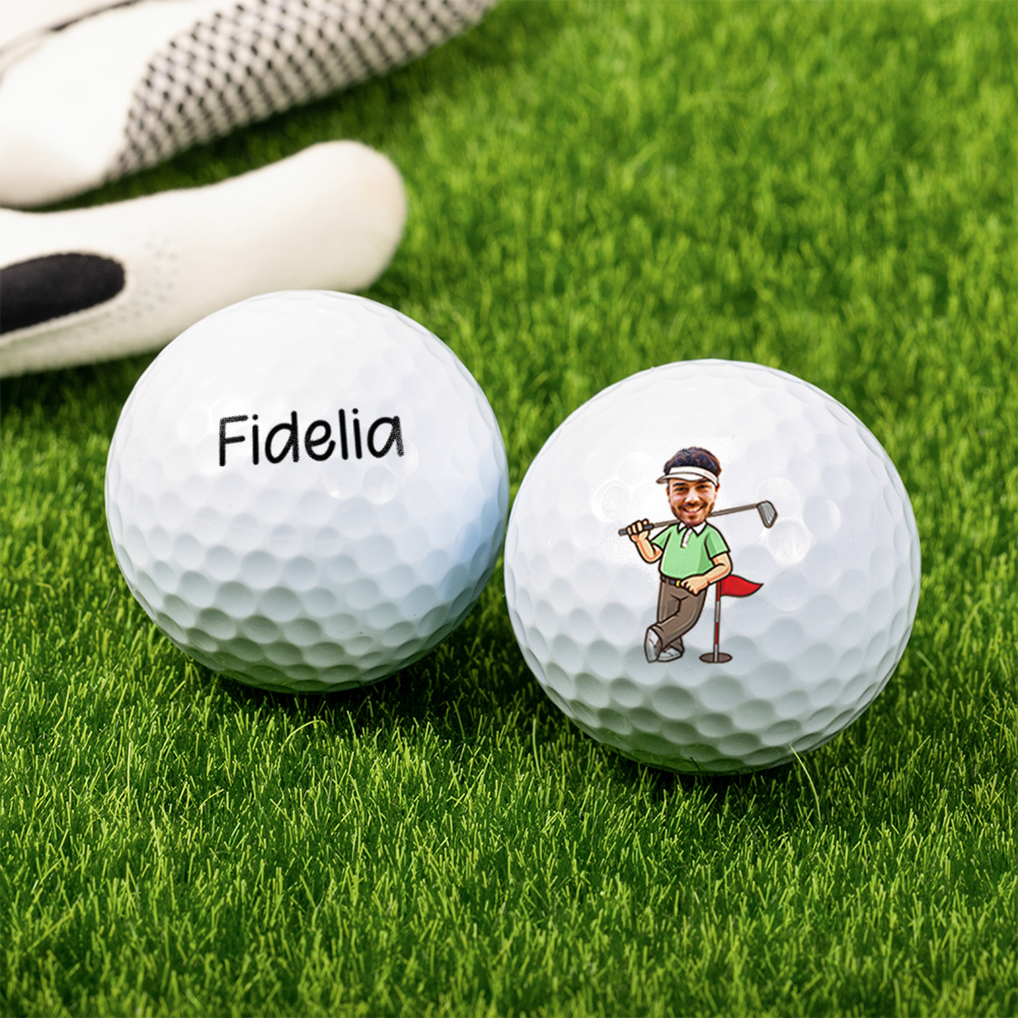 Balle de golf personnalisée avec photo de visage et nom Cadeau d'anniversaire pour les passionnés de golf.