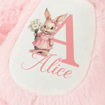 Personalized Cute Rabbit Plush Easter Bunny Stuffed Toy with Initial Name and Birth Flower Easter Gift for Newborns Kids
