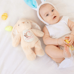 Personalized Cute Rabbit Plush Easter Bunny Stuffed Toy with Initial Name and Birth Flower Easter Gift for Newborns Kids