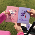 Personalized Birth Flower Birthstone PU Leather Passport Holder Luggage Tag with Name Birthday Gift for Women Friends