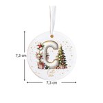 Gepersonaliseerd Rendier Kerstboom Initiaal Rond Keramisch Kerstornament met Naam en Jaar Kerstboomdecoratie Cadeau voor Familie en Vrienden