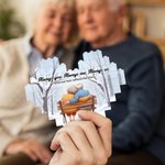 Personalised Cartoon Elderly Companion Heart-Shaped Building Brick Puzzles with Names and Year Valentine's Day Birthday Anniversary Gift for Couple