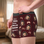 Personalized Face Photo Brief Boxer with Name Men's Underwear Valentine's Day Anniversary Birthday Gift for Husband Boyfriend